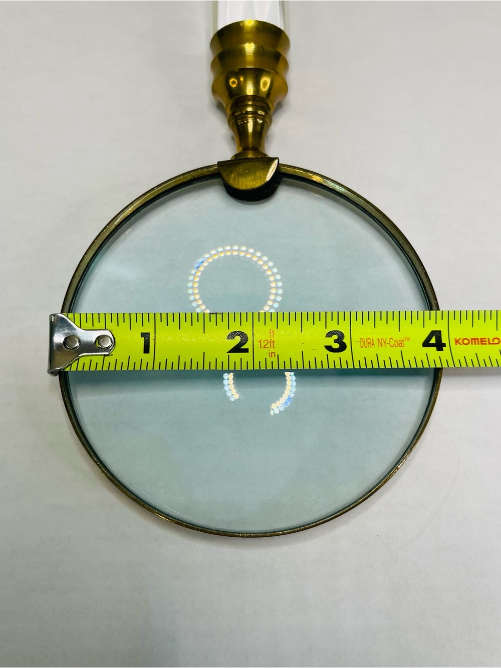 Vintage Acrylic and Brass Handle Magnifying Glass 4 inch Diameter - Picture 5 of 6